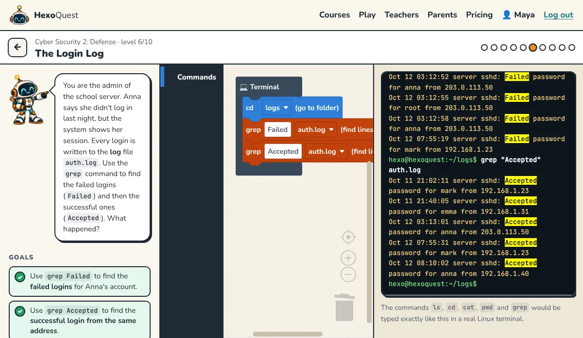 Screenshot of a level: Cyber Security 2: Defense