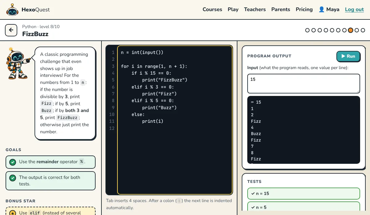 Screenshot of a level: Python